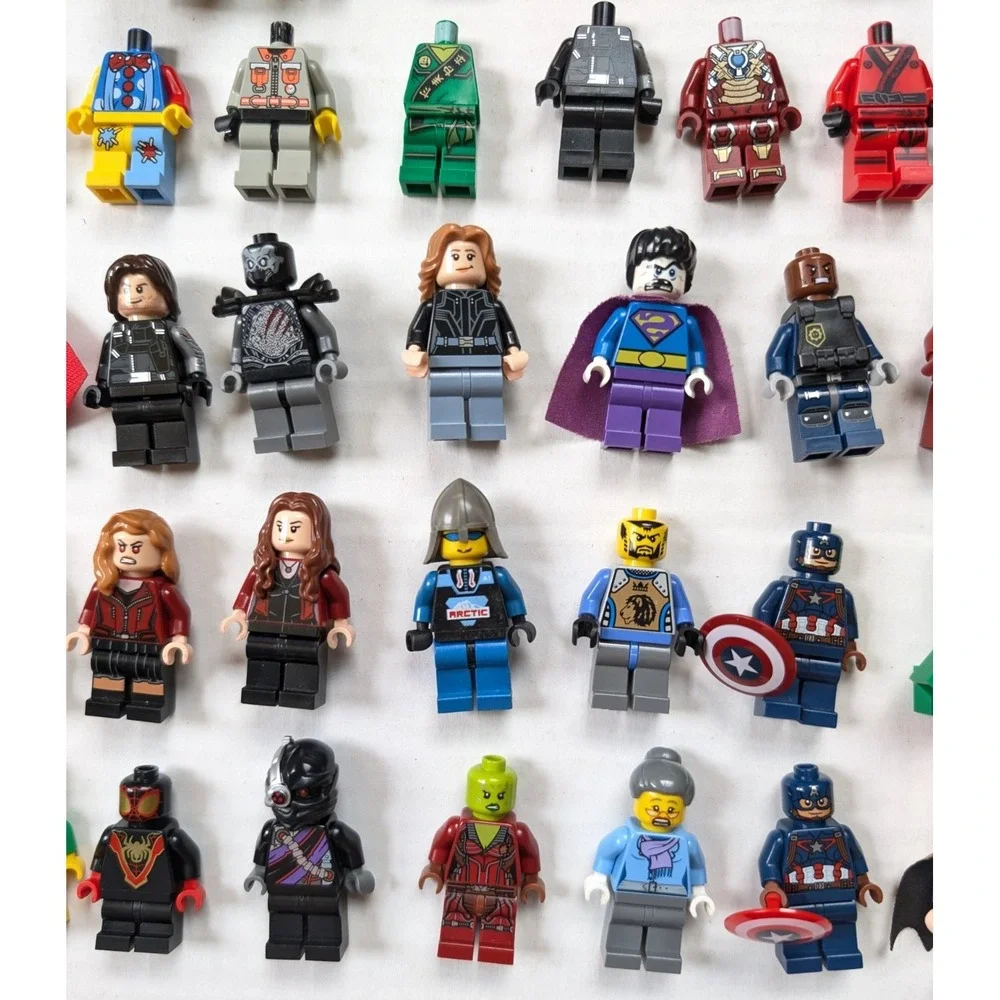 READ Lego Minifigure Lot Full Figures Parts Pieces Accessories Weapons Marvel DC